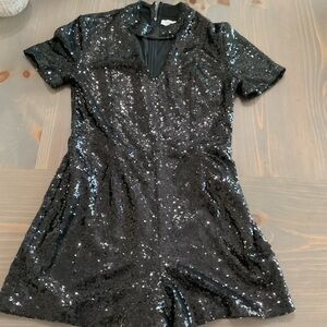 Just Fab Black Sequin Romper in Sz M